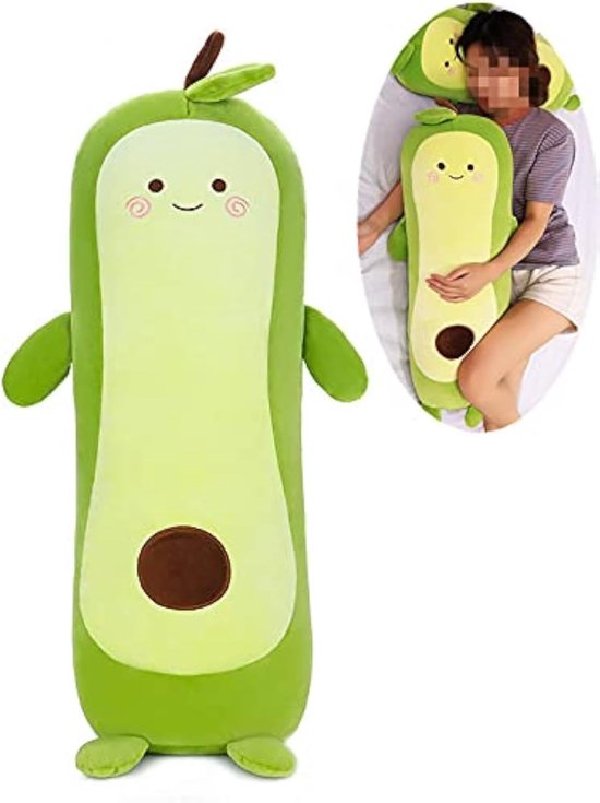 SnelShoppen - Avocado Knuffel, Crocodile Pear, Groen Avocado Pluche Speelgoed, Slaapkussen, Lange 90cm, Superzacht Katoen, Perfect voor Kinderen, Fees