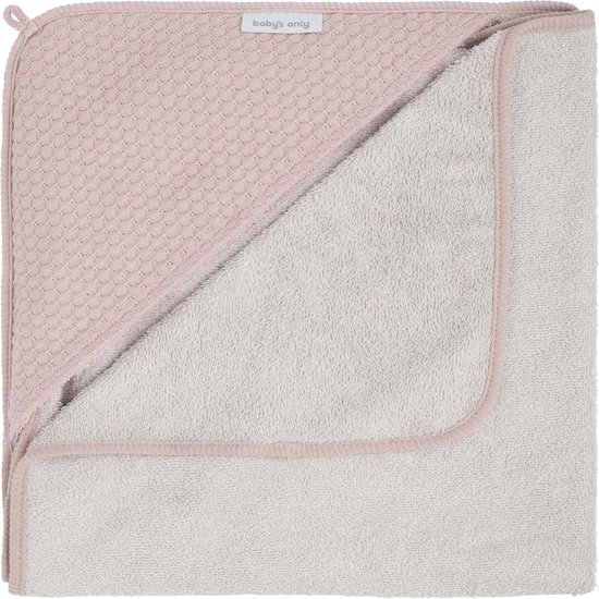 SnelShoppen - Baby badcape met capuchon - Handdoek voor kinderen - 75x85cm - Oudroze terrycloth - Warm en comfortabel voor na het bad