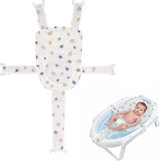 SnelShoppen - Baby Badkussen, Nieuwborn Bad Hangmat, Bad Hangmat met 5 Veiligheidsgordels, Ademend en Comfortabel Net, Antislip, Gemakkelijk te Instal