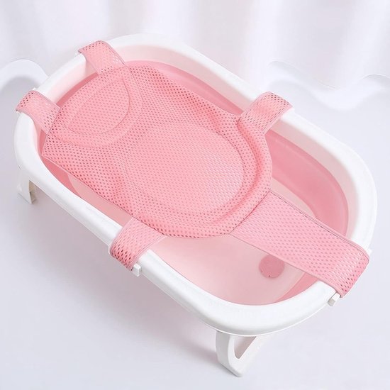SnelShoppen - Baby Bath Net, Baby Bath Pad, Baby Badinrichting met Mesh, Verstelbaar, Antislip, Veiligheidsgordel, Baby Badmat voor Pasgeboren en Dreu