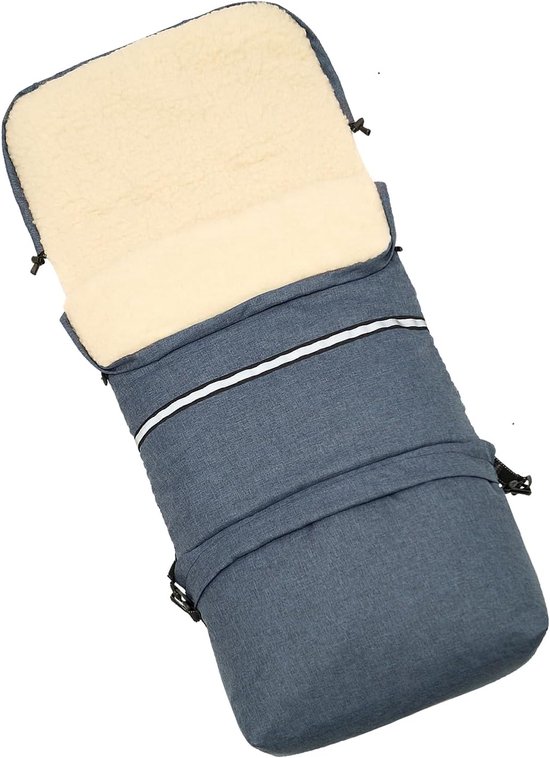 SnelShoppen - Baby-Joy Footmuff FINN 110 cm - Lambswool en Polyester - 4-in-1 Thermische Voetenzak - Kap - Kruipdeken - Tas - Kleur: L25 Linnen Look M