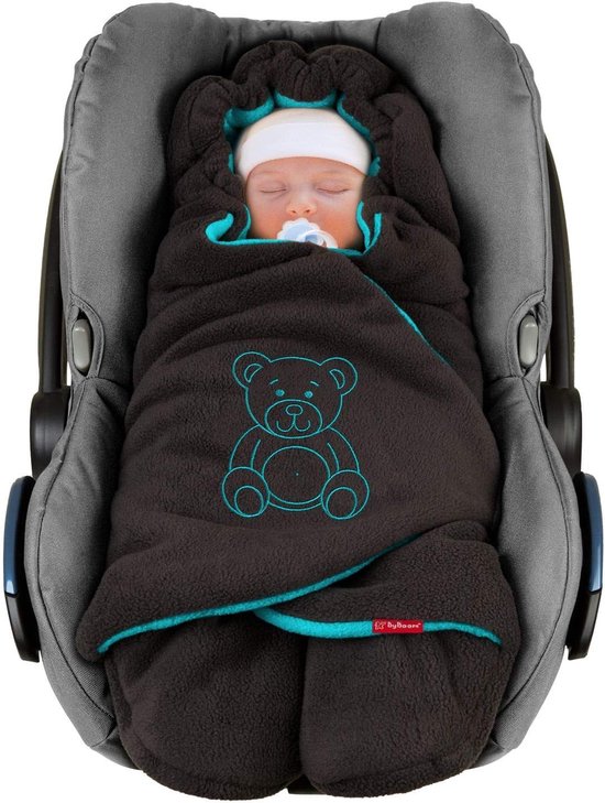 SnelShoppen - Baby Winter Wikkel Dekentje met Beer, Universeel voor Babystoel, Autozitje, Kinderwagen of Buggy, Thermoregulerend, Zacht Dubbel Polar F