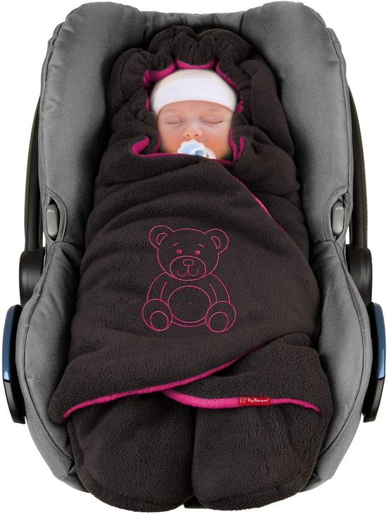SnelShoppen - Baby Winter Wikkel Dekentje met Beer, Universele Knuffeldeken voor Autostoel, Kinderwagen, Buggy, Warm en Zacht, Thermoregulerend Polar
