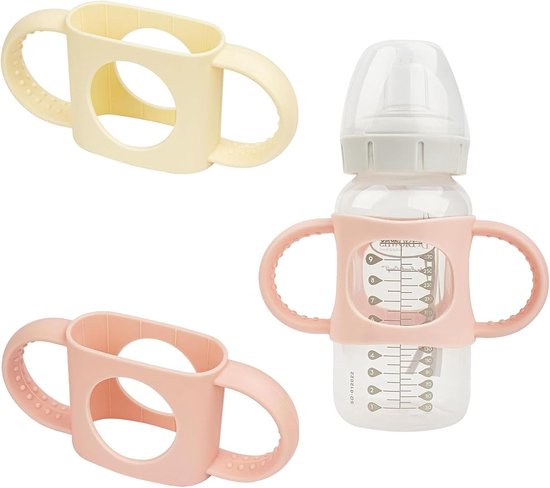 SnelShoppen - Babyfles Handvatten voor Goede Grip - Siliconen Babyfles Handgrepen voor Brede Nekkels - Geschikt voor Flessen met Buitendiameter > 6 cm