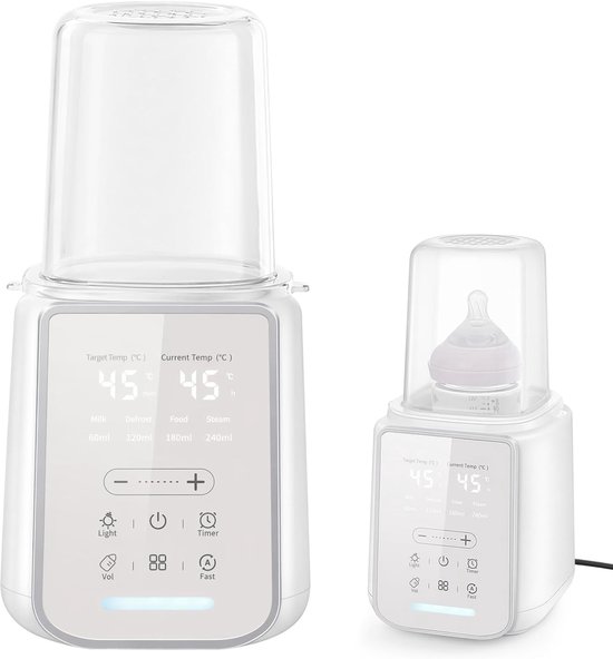 SnelShoppen - Babyflessenwarmer 8-in-1, Flessen- en Babyvoedingwarmer, Snel Warming, Ontdooien, Warm Houden, Steriliseren, Nachtlampje, Timer, Voor Mo