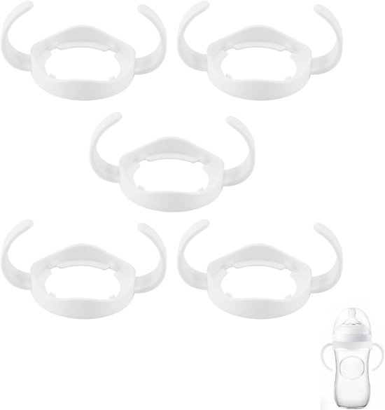 SnelShoppen - Babyvoeding Flessenhouder Easy Grip Standaard Kunststof Handvat voor AVENT Natural Series Wit (5-pack) - Ideaal voor Kinderen, Thuis & O