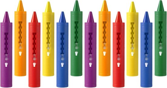 SnelShoppen - Badkrijt voor Kinderen - 12 Stuks Wasbare Krijtpen - Veilig en Niet-Toxisch - Creatief Bad Speelgoed - 6 Kleuren - Makkelijk Schoon te M