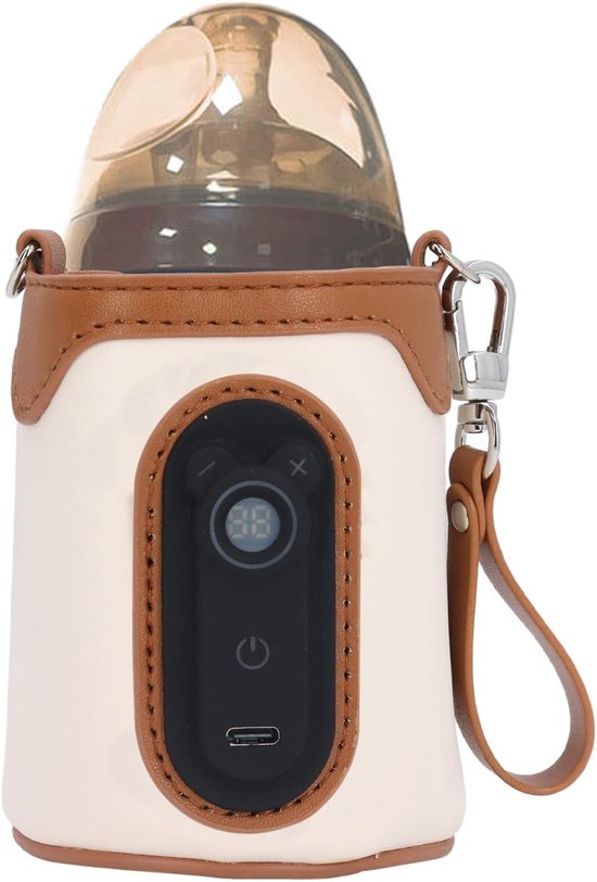 SnelShoppen - Bottle Warmer USB Powered - 26 Gangen Temperatuur Instelbaar - Draagbare Flesverwarmer voor Melk - Ideaal voor Thuis en Reizen (L)