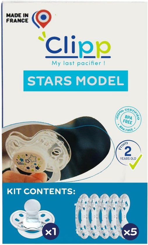 SnelShoppen - CLIPP Kit Tuit met Sterren + 5 Ringen voor Geleidelijk Stoppen + Handleiding - Stressvrij Afbouwen van Fles - Medisch Hulpmiddel - Gesch