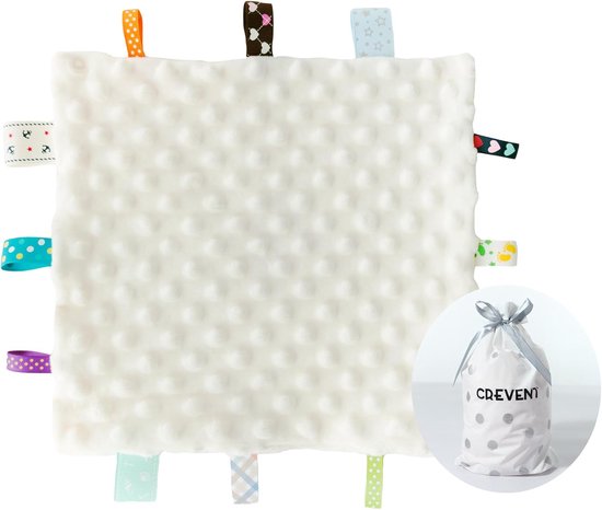 SnelShoppen - CREVENT Tag Baby Security Blankets, Zachte Sensory Baby Blankets voor Meisjes, Perfecte Cadeaus voor Verjaardag of Baby Shower, 25x25cm,
