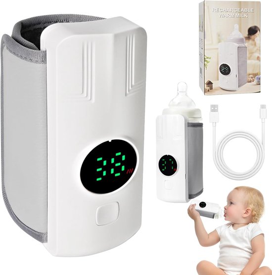 SnelShoppen - Draadloze Flesverwarmer USB Flesopwarmer voor Baby - 6 Instellingen - Reizen en Thuis - 4000 mAh Accu - Perfecte Melktemperatuur voor Ki