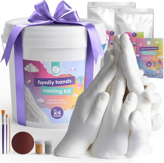 SnelShoppen - Family Plaster Hands Set - Hand Casting Kit voor Plakhanden Maken - 3D Print Casting, Ideaal Cadeau voor Moederdag - Eenvoudig in Gebrui