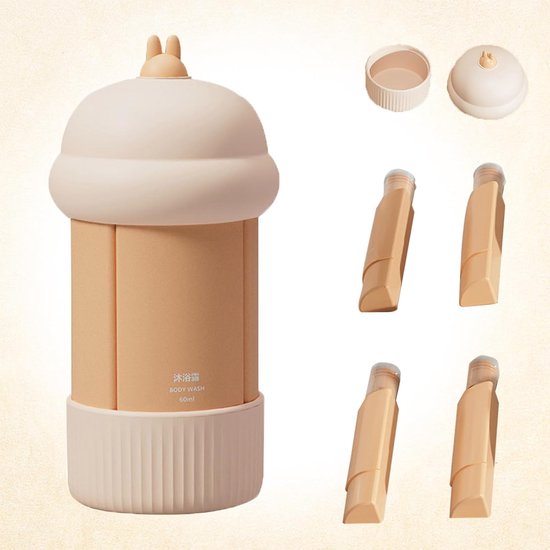SnelShoppen - FISH DRAGAT 4-in-1 Silicone Reisetui 240ml - Lekvrije Refillable Travel Bottles - Compact Reis Set voor Shampoo, Crème, Vloeistoffen en