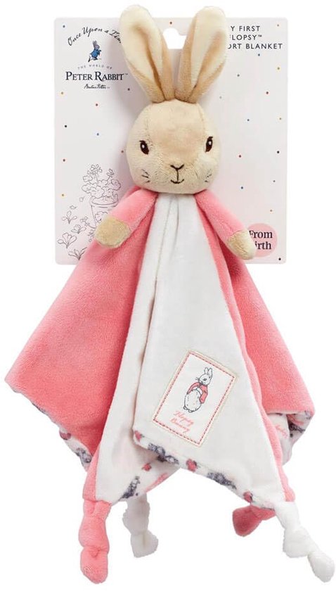 SnelShoppen - Flopsy Bunny Comfort Blanket - Zacht Knuffeldoekje voor Kinderen - Ideaal voor Baby's - Wit en Grijs - Perfect voor Slaap- en Speelmomen