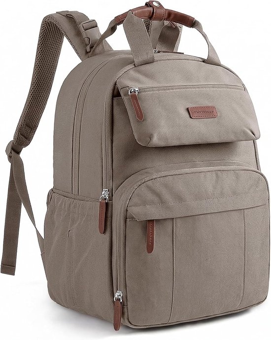 SnelShoppen - Grote Uitbreidbare Luiertas Rugzak voor 2 Kinderen/Tweeling, Waterafstotend Baby Backpack met Verschoonmat, Duurzaam Camel Kleur, Ideaal