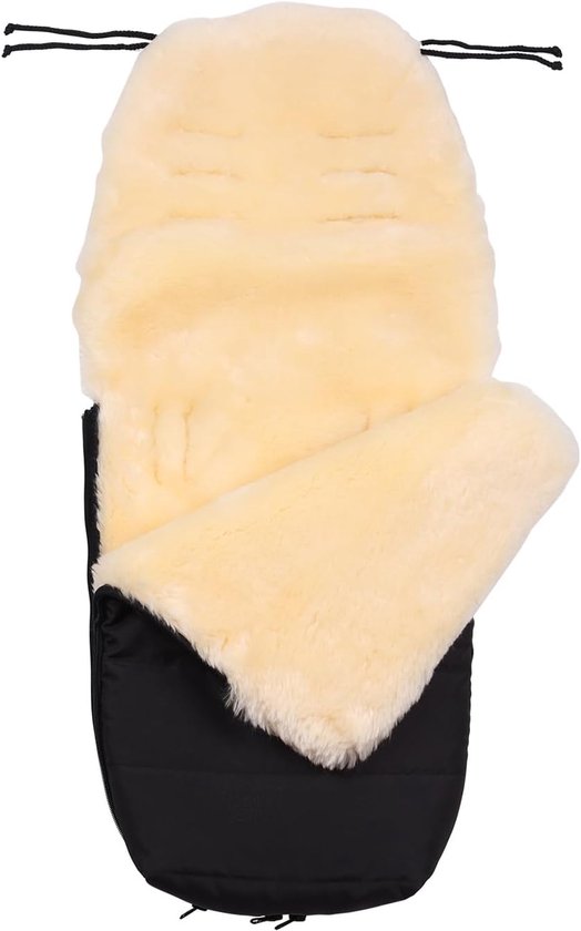 SnelShoppen - Lambskin Voetenzak voor Baby's, Buggy Voetenzak, Cuddly Buggy Voetenzak, Wind- en Waterdicht, Thermo-Regulerend, Allround Rits, 95 x 40