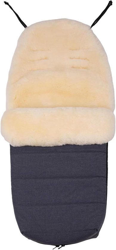 SnelShoppen - Lambskin Voetenzak voor Baby's, Buggy Voetenzak, Wind- en Waterdicht, Thermo-Regulerend, 2-Weg Rits, 95 x 40 cm, Grijs Melange, Ideaal v