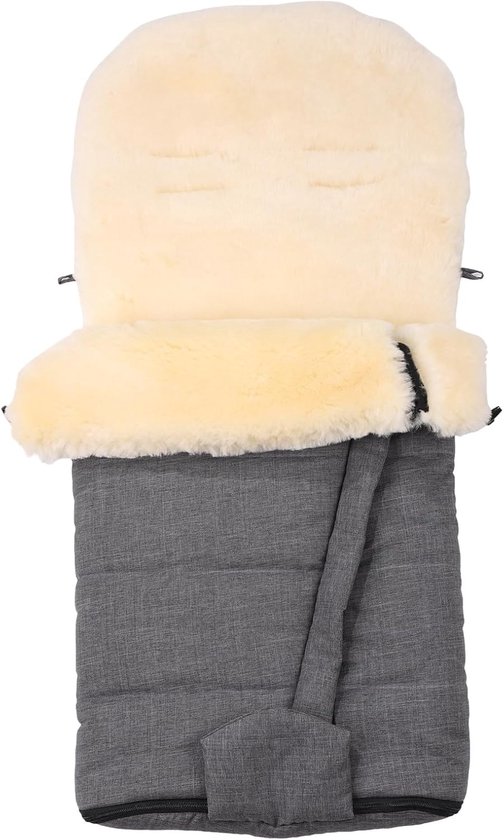 SnelShoppen - Lambskin Voetenzak voor Baby's, Cuddly Buggy Voetenzak voor Kinderwagen, Wind- en Waterdicht met Veiligheidsriemopeningen, Voetopening m