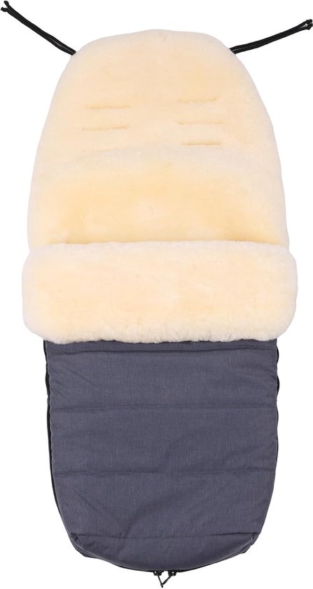 SnelShoppen - Lamsvachtvoetenzak voor baby's, knuffelige kinderwagen voetenzak, wind- en waterdicht, thermoregulerend, ritssluiting rondom, 95 x 40 cm