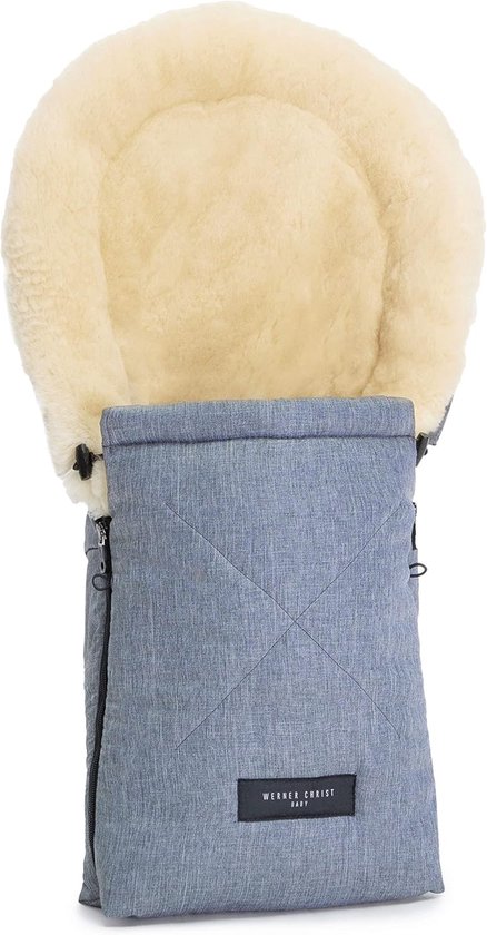 SnelShoppen - Lamswol Voetenzak Reiswieg Universeel Winter Voetenzak 78 cm x 33 cm van Medicinale Echte Wol, Ook voor Maxi-Cosi & Kinderwagen, Blauwe