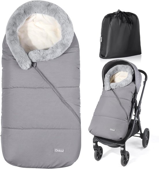 SnelShoppen - Luxe Bontkraag Voetenzak voor Kinderwagen, Universele Baby Voetenzak voor Buggy, Winter Voetenzak voor Pasgeborenen, Waterdicht met Draa