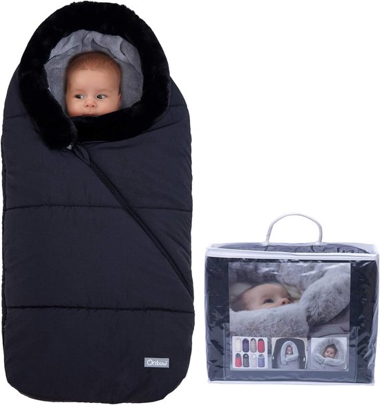 SnelShoppen - Luxe Voetenzak met Bontkraag voor Kinderwagen, Universele Baby Voetenzak voor Buggy, Winter Voetenzak voor Pasgeborenen - Waterdicht met