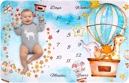 SnelShoppen - Maanddeken voor Baby's en Kinderen, Mijlpaaldeken Foto Deken, Unisex, Zacht en Dik, Groot 100 x 150 cm, Perfecte Kraamcadeau voor Moeder