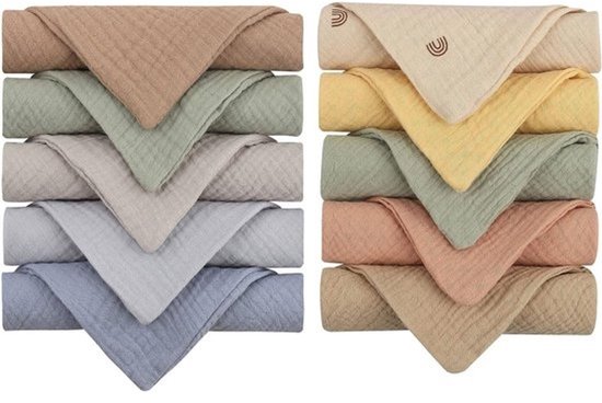 SnelShoppen - Muslin doekjes voor baby - 10 stuks, 23x23cm, katoenen burpdoeken