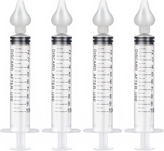 SnelShoppen - Nasal Shower Set van 4 - 10 ml Neusspoeling voor Baby's, Kinderen - Veilig en Herbruikbaar met Siliconen Neuszuiger - Milieuvriendelijk
