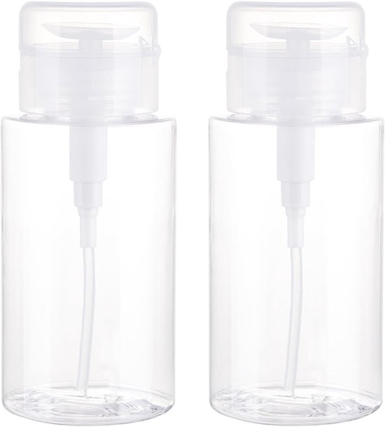 SnelShoppen - Pack van 2 Transparante 200ml Lege Pompflessen - Baby Water Dispenser Pompen voor Make-up Remover, Cleansers en Tonic - Compact en Prakt