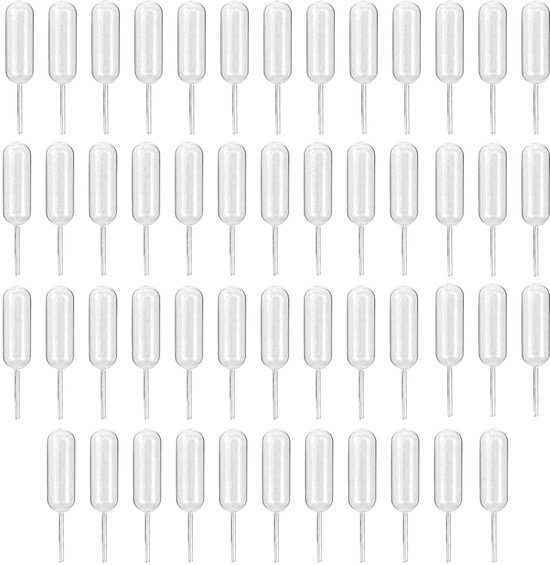 SnelShoppen - Pack van 50 Wegwerp Plastic Transfer Pipetten 3 ml, Transparante Pipetten voor Vloeistoffen, Squeeze Dropper voor Keuken, Feest, Tuin en