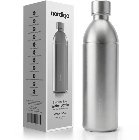 SnelShoppen - Premium RVS Fles 1.3L - Voor Aarke Carbonator - Vaatwasserbestendig - Lekvrij - BPA-vrij - Extra Dik Staal - Ideaal voor Thuis, Camping