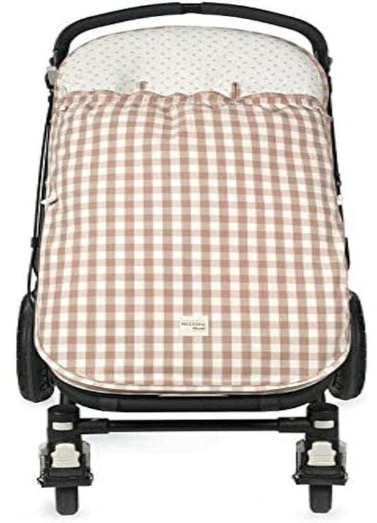 SnelShoppen - Remy Kinderwagen Voetenzak Roze Vichy-Ruit, Universeel Inzetbaar, Comfortabele Babystoelhoes met Anti-Zweet Materiaal voor Buggy en Auto