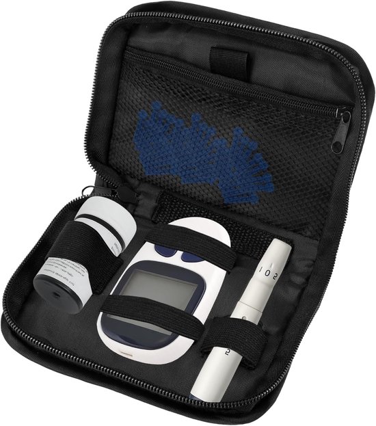 SnelShoppen - Tas voor Diabetici, Diabetes Verzorgingstas, Draagbare Bloedsuikermeter Tas, Insuline Pen, Teststrips, Compact en Praktisch, Zwart, Idea