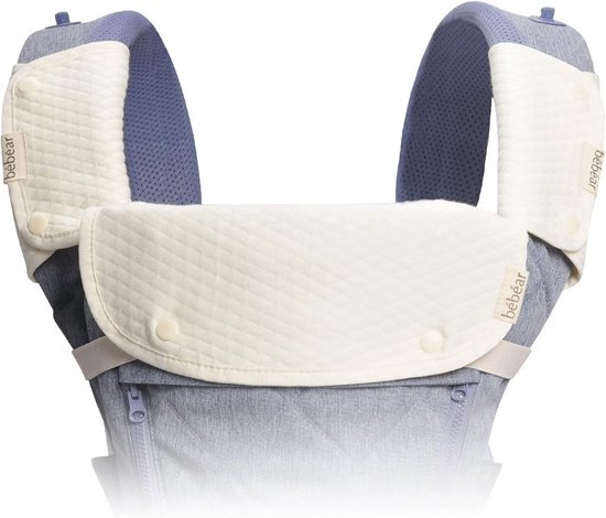 SnelShoppen - Teething Pads voor Baby Draagzakken - 3 Stuks - 100% Natuurlijke Drool Bibs - Geschikt voor Alle Baby Draagzakken - Reversibel - Wit - V