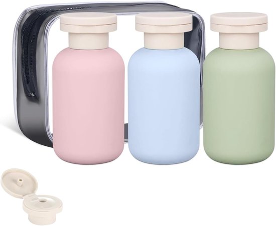 SnelShoppen - Travel Bottles Set 3 Stuks 100ML Herbruikbare Toilettas - Levenslange Garantie, Niet Lekken, Ideaal voor Shampoo, Douchegel, Lotion, Rei