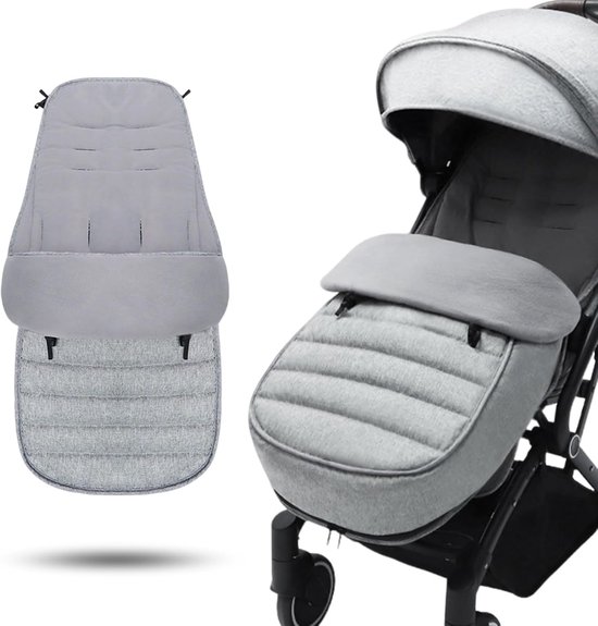 SnelShoppen - Universele Kinderwagen Voetenzak - Thermo Voetenzak met Fleece Voering - Dubbele Rits - Grijs - Ideaal voor Koud Weer