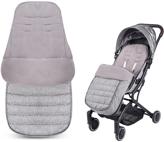 SnelShoppen - Universele premium kinderwagen voetenzak waterdicht winddicht Cosy Toes fleece voering grijs voor kinderwagen buggy perfect voor buiteng