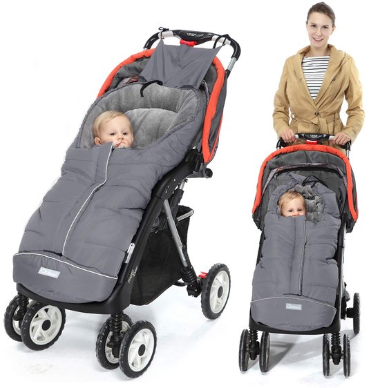 SnelShoppen - Universele Voetenzak Kinderwagen, Warme Wintervoetenzak voor Buggy en Wandelwagen, Waterdichte Dikke Thermofleece Voetenzak, Groot, Grij