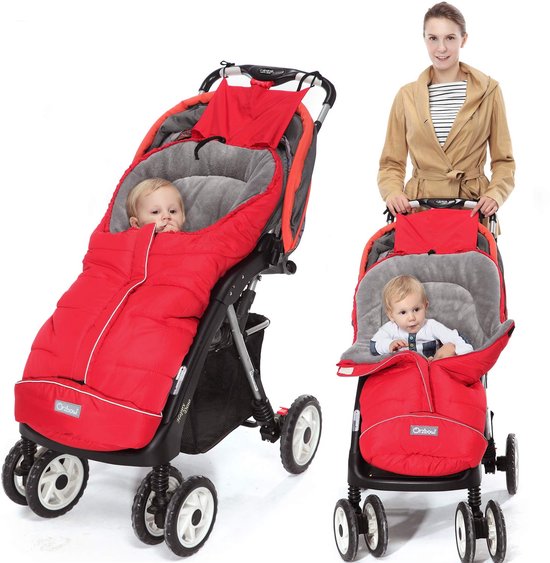 SnelShoppen - Universele Voetenzak Kinderwagen, Warme Wintervoetenzak voor Buggy en Wandelwagen, Waterdichte Dikke Thermofleece Voetenzak, Groot, Rood