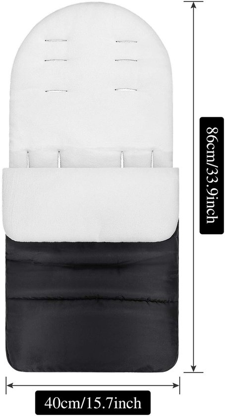 SnelShoppen - Universele Voetenzak Kinderwagen - Waterdicht Slaapzak voor Baby's - Comfortabele Winter Voetenzak - Anti-wind Zwart en Wit