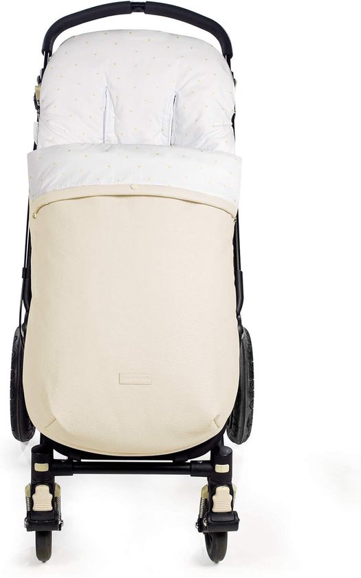 SnelShoppen - Universele voetenzak van kunstleer voor kinderwagens, buggy's en autostoelen, warm en comfortabel, kleur: beige, perfect voor winterse d