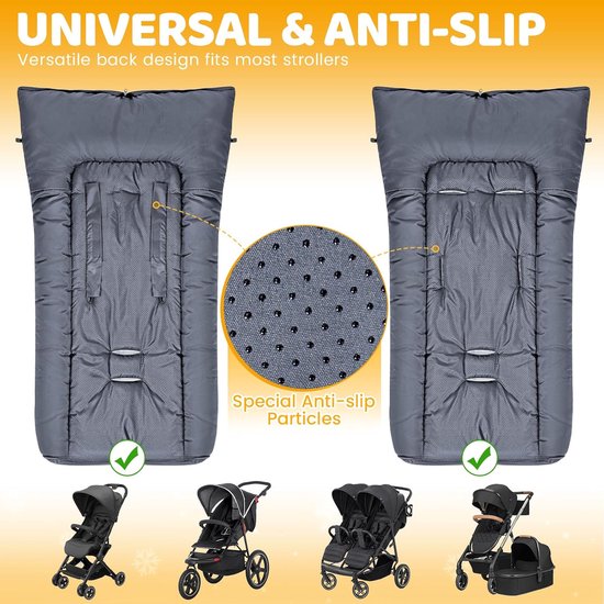 SnelShoppen - Universele Voetenzak voor Kinderwagen, Waterdichte Winter Voetenzak met Verstelbare Rits, Warm Cationic Stof, Grijs, Perfect voor Buggy'