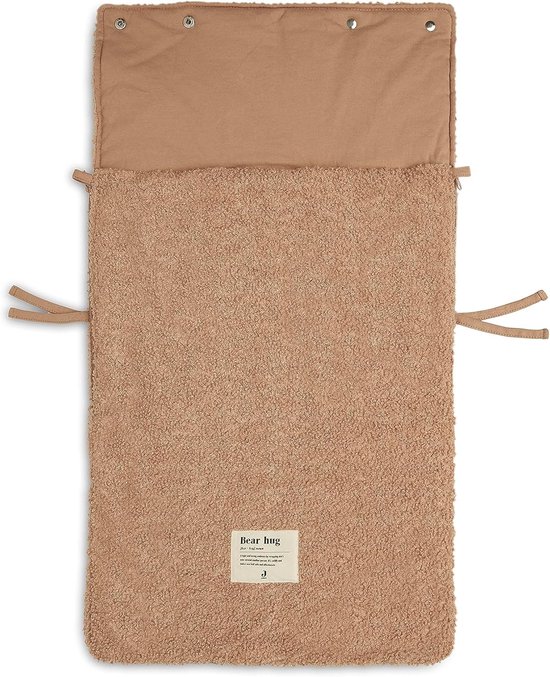 SnelShoppen - Voetenzak Boucle Biscuit - Teddy - Lichtbruin - Voor Baby Autostoeltje Groep 0+ en Kinderwagen - Geschikt voor 3-Punts en 5-Punts Gordel