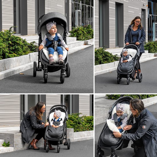 SnelShoppen - Zamboo Universele Voetenzak voor Kinderwagen en Babyzitje, Wintervoetenzak 2-in-1 van Fleece met Tas, Grijs voor Kinderen, Ideaal voor K