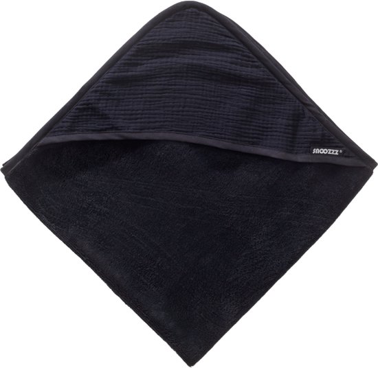 Snoozzz Badcape - 100% Badstof Katoen - 75x75 cm - Zwart