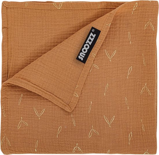 Snoozzz Hydrofiel doek XL Swaddle - de beste kwaliteit zachte Hydrofiel - 100% katoen - 120 x 120 cm - camel goud van SNOO