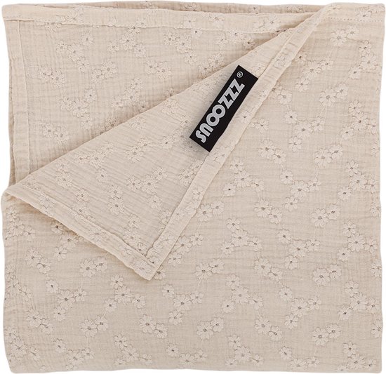 Snoozzz Hydrofiel doek XL Swaddle - de beste kwaliteit zachte Hydrofiel - 100% katoen - 120 x 120 cm - Champagne Brodée van SNOO