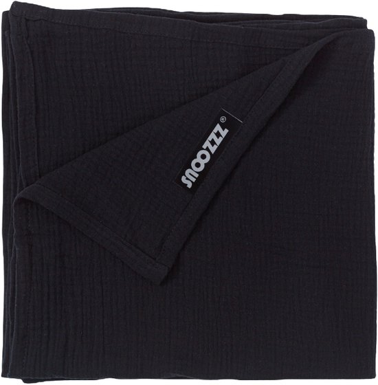 Snoozzz Hydrofiele Doek XL - 120x120 cm - 100% Katoen - Extra Zacht - Zwart van Snoozzz