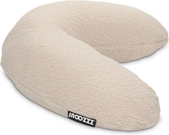 Snoozzz Voedingskussen Small met afneembare hoes Teddy Naturel - Fiber vulling - 125 cm van Merkloos